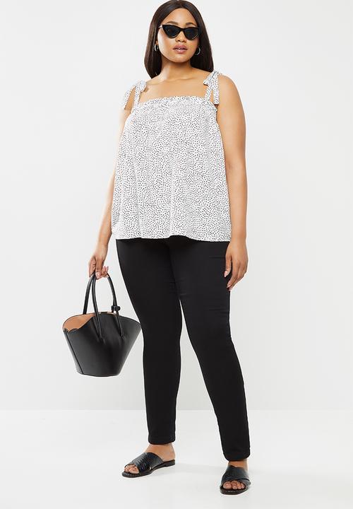 MILLA - Cami tie top - white & black