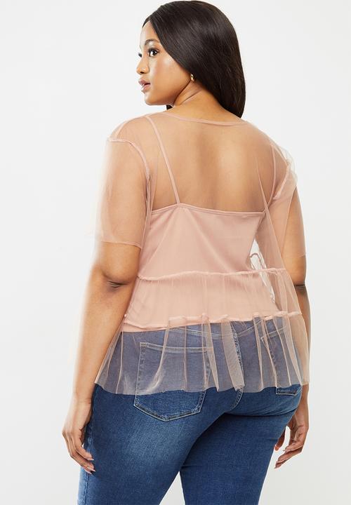 MILLA - Tulle tiered top - neutral