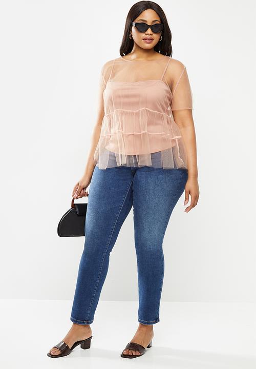 MILLA - Tulle tiered top - neutral