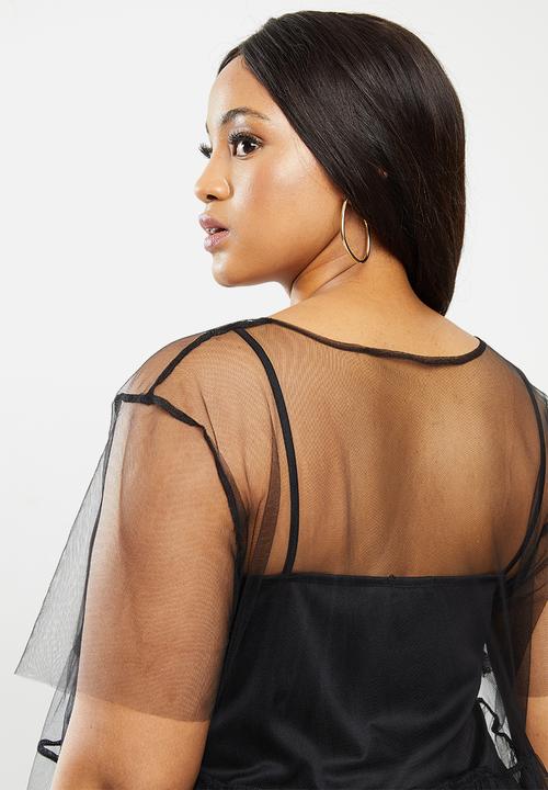 MILLA - Tulle tiered top - black