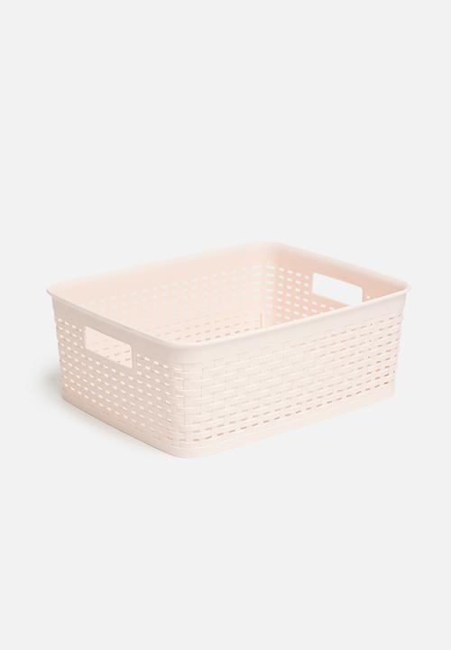 H&S - Plastic weave basket - light pink