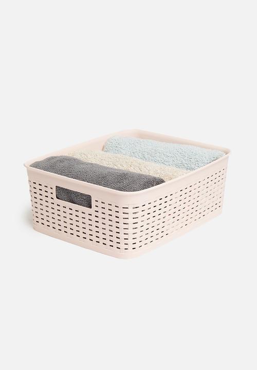 H&S - Plastic weave basket - light pink