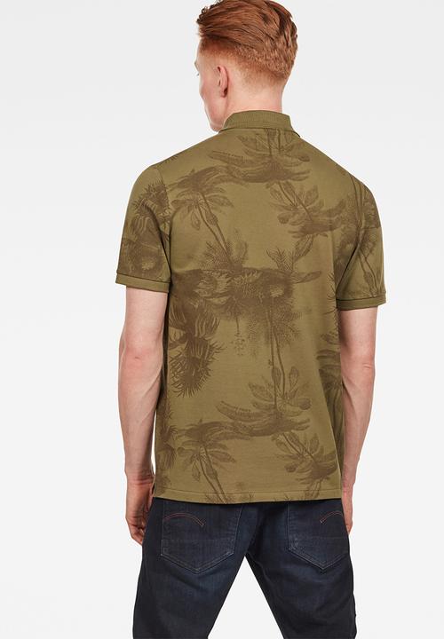 G-STAR - Flax aop regular short sleeve polo - sage
