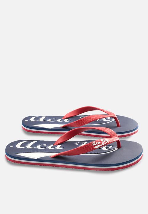 Aca Joe - Printed slip slops - navy/white/red