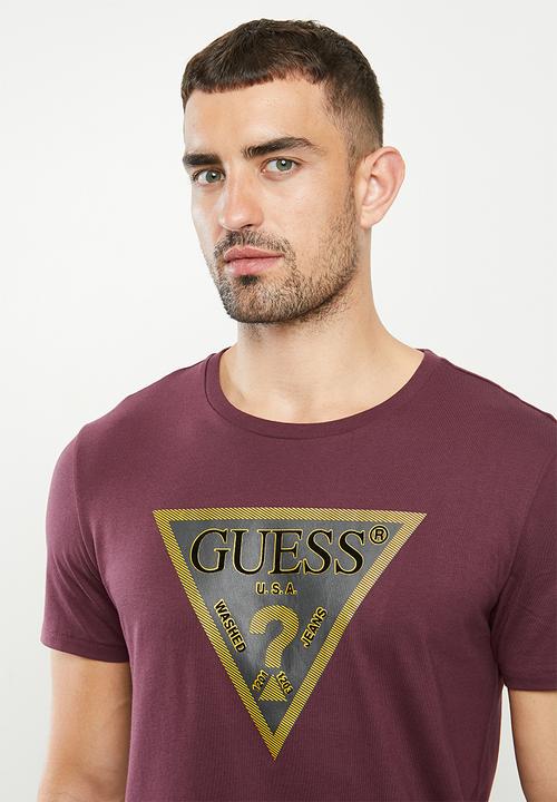 GUESS - Guess anonymous short sleeve tee - burgundy 