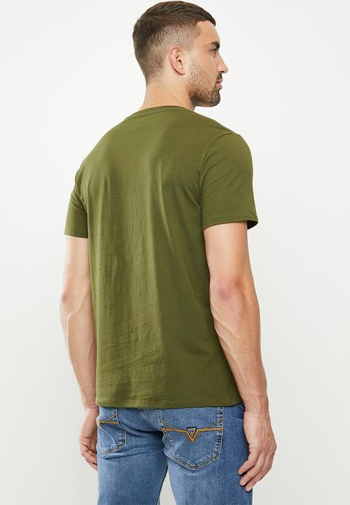 GUESS - Basic short sleeve flock crew tee - khaki 