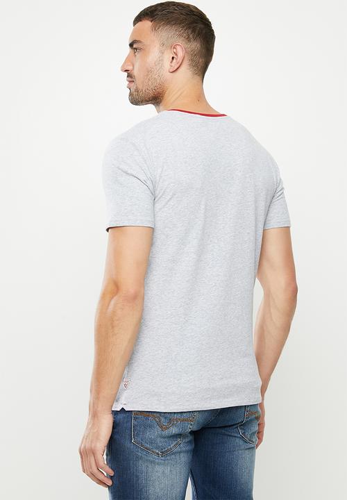 GUESS - Short sleeve Guess circle contrast neck tee - grey