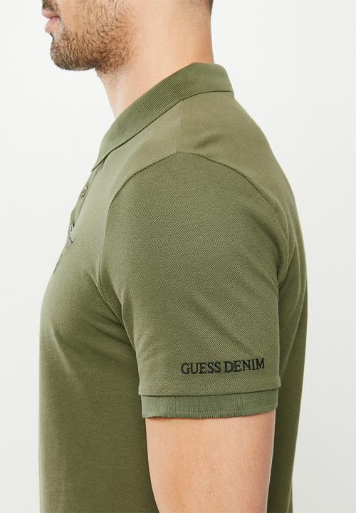 GUESS - Short sleeve Guess classic golfer - olive