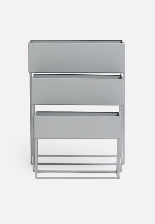 H&S - Maxwell planter set of 3 - light grey