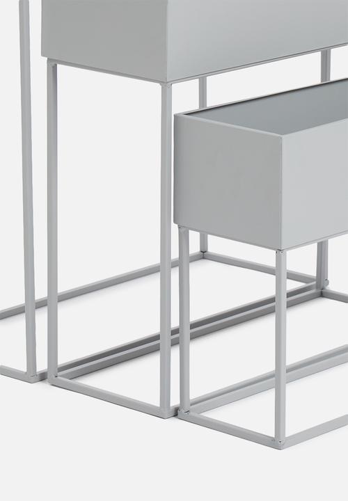 H&S - Maxwell planter set of 3 - light grey