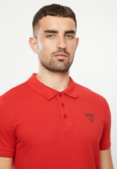 GUESS - Guess man rep short sleeve polo - red