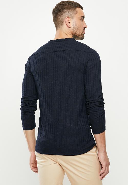 GUESS - Long sleeve atlantic rib henley - navy