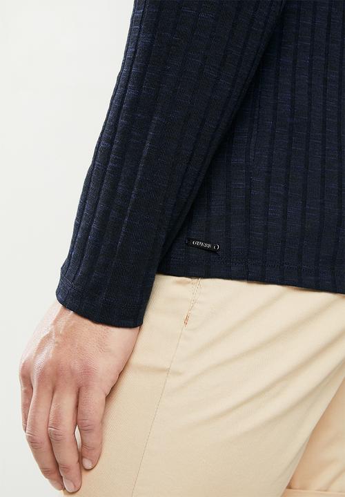 GUESS - Long sleeve atlantic rib henley - navy