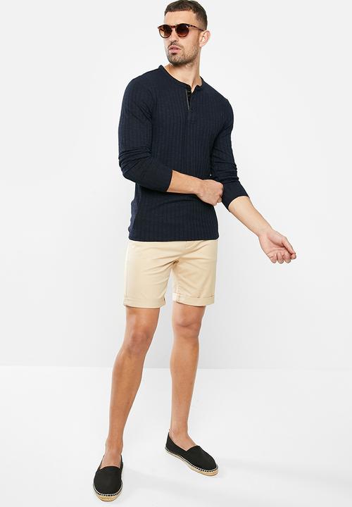 GUESS - Long sleeve atlantic rib henley - navy
