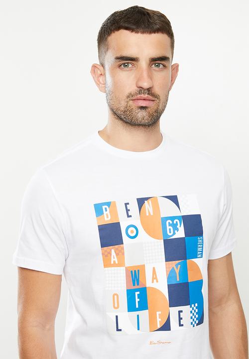 Ben Sherman - Squares slogan tee - white