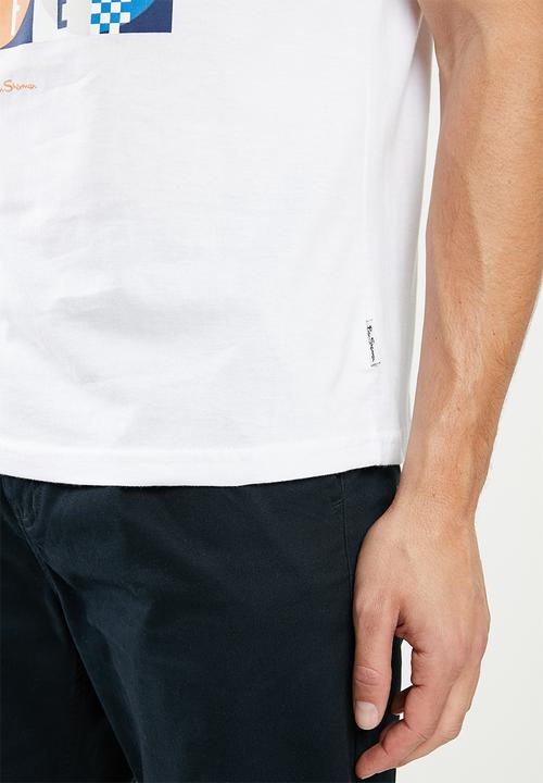 Ben Sherman - Squares slogan tee - white
