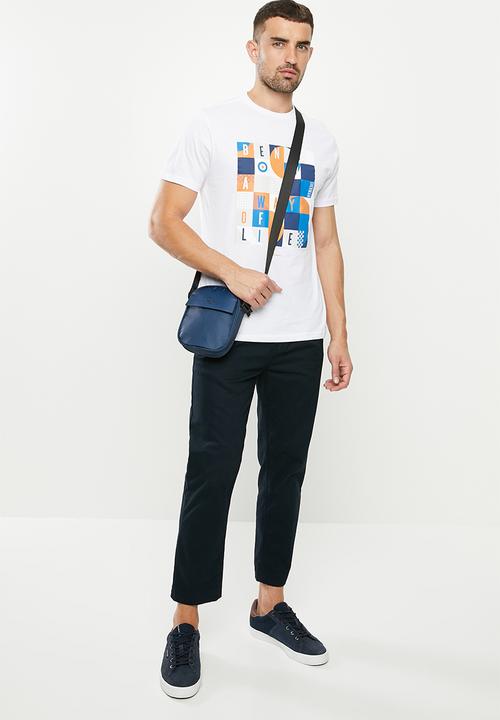 Ben Sherman - Squares slogan tee - white