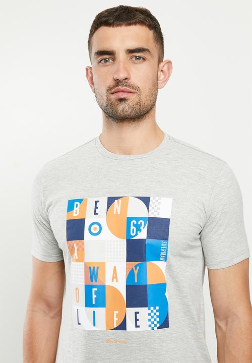 Ben Sherman - Squares slogan tee - grey