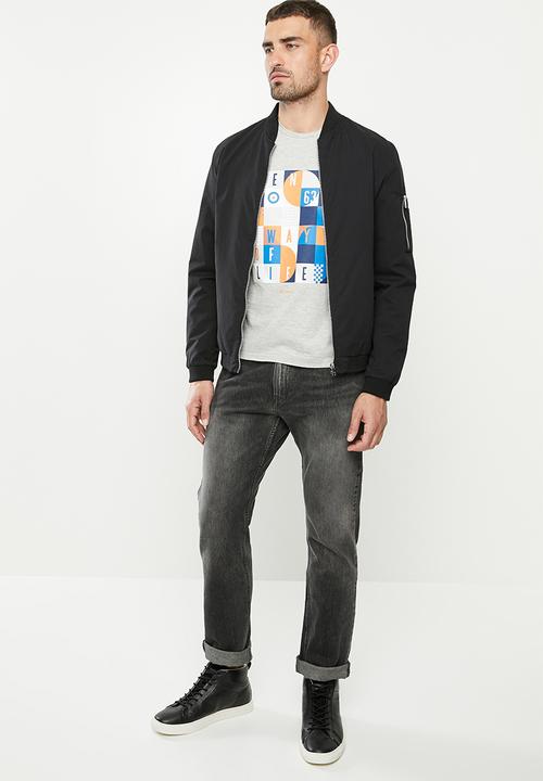 Ben Sherman - Squares slogan tee - grey