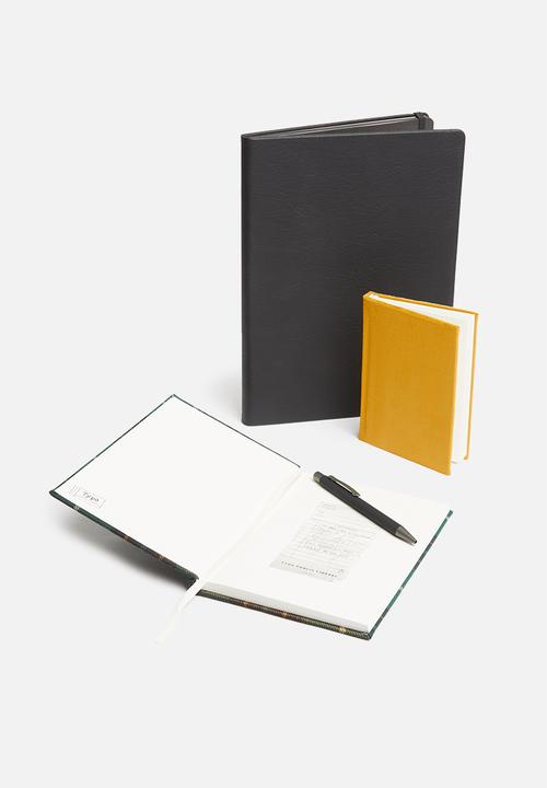 Typo - Premium notebook gift set - green mustard check
