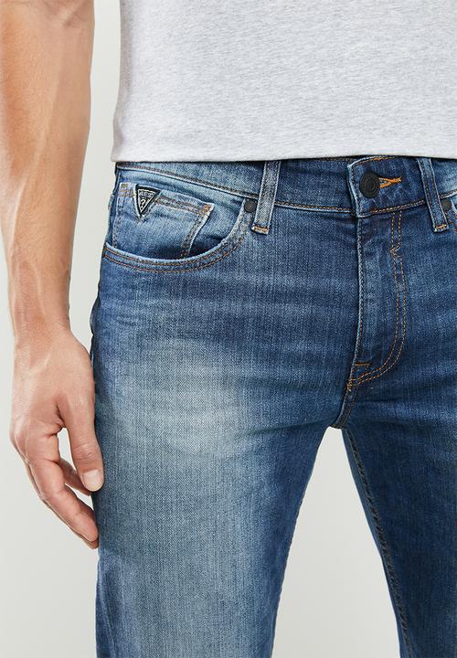GUESS - Dark wash slim straight jeans - mid blue