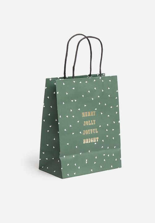 Typo - Get stuffed gift bag - small - merry jolly joyful green