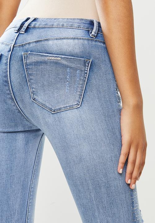 SISSY BOY - Day dream jon jon skinny with side seam diamante - blue