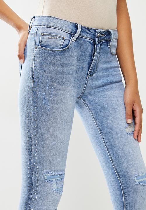 SISSY BOY - Day dream jon jon skinny with side seam diamante - blue
