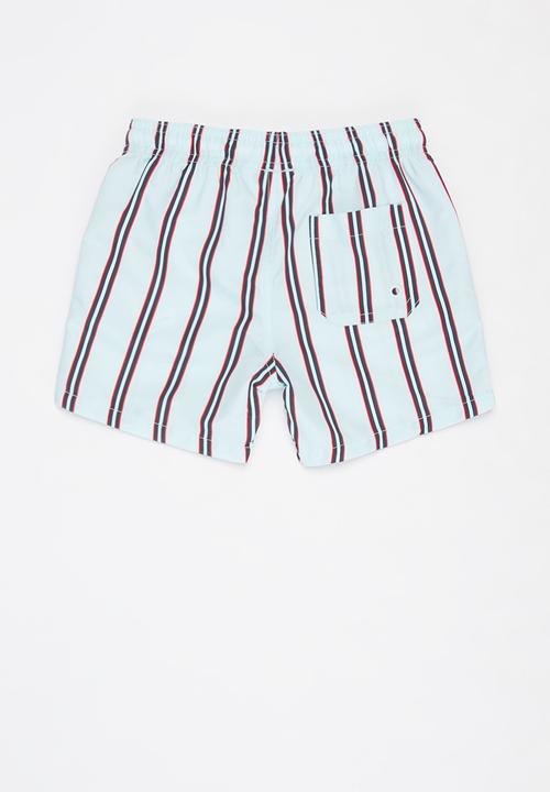 Cotton On - Bailey board short - vertical stripe & frosty blue