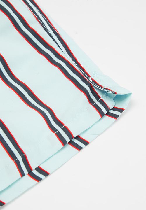 Cotton On - Bailey board short - vertical stripe & frosty blue