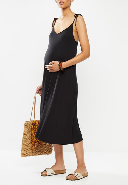 Superbalist - Maternity Knit tie strappy swing midi - black