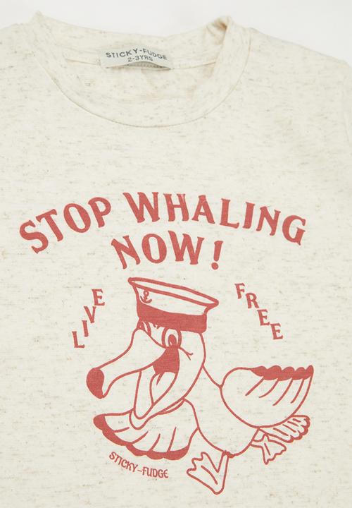 Sticky Fudge - Stop whaling tee - beige 