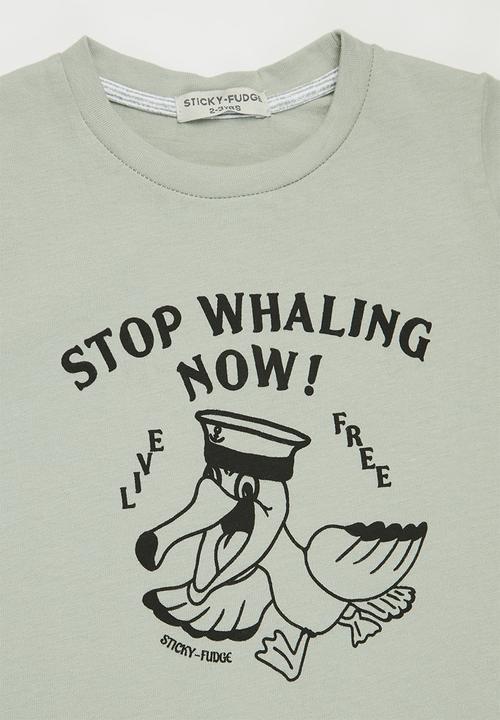 Sticky Fudge - Stop whaling tee - green 