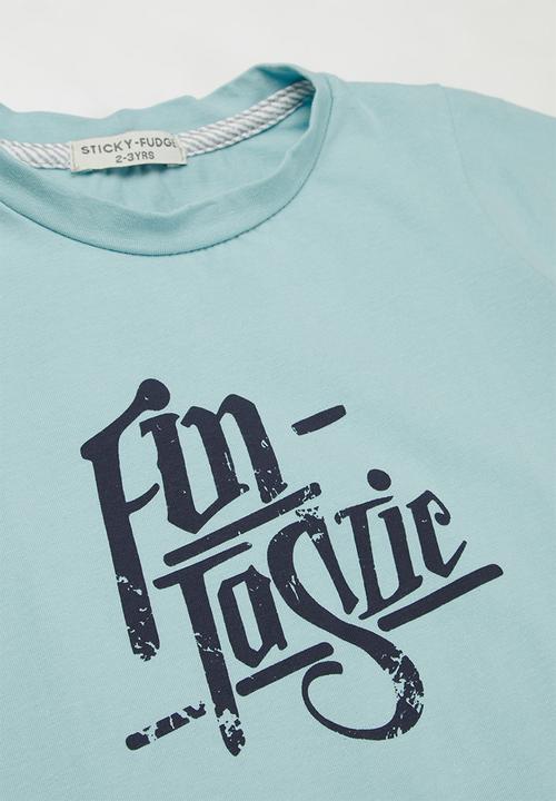 Sticky Fudge - Fintastic tee - aqua