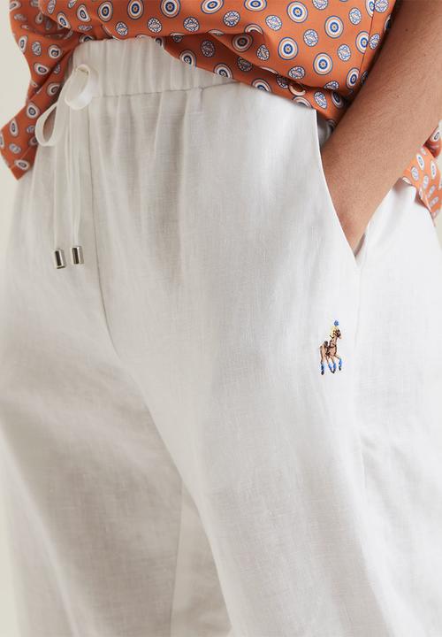 POLO - Denmark basic linen pull on pants - white