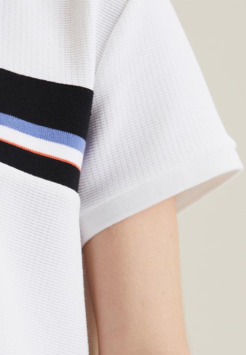 POLO - Berli rib inset short sleeve golfer dress - white