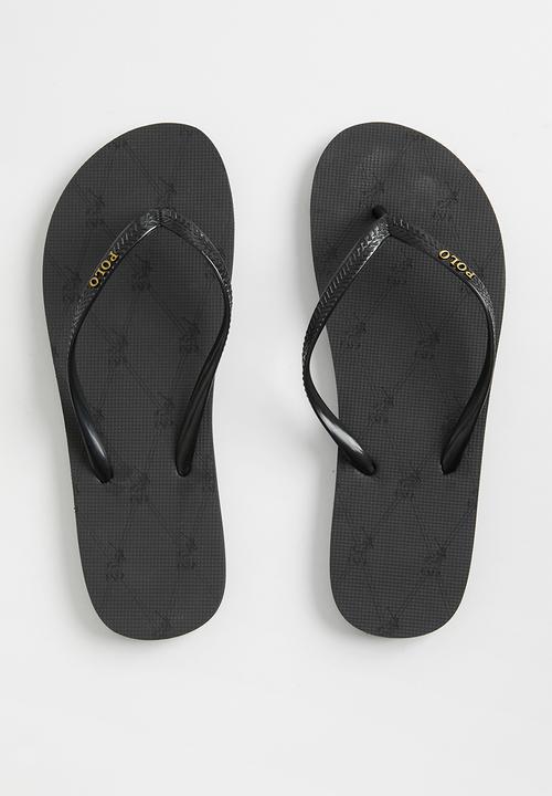 POLO - Belle tonal monogram flip flop - black