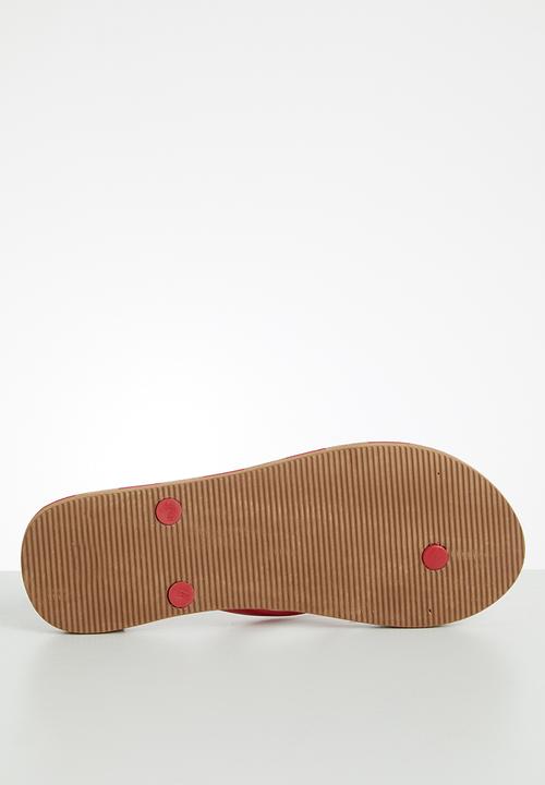 POLO - Kayla stripe flip flop - red & brown 