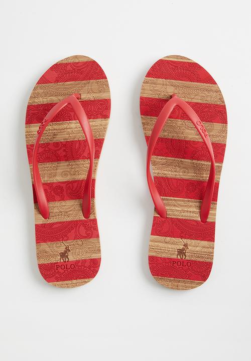 POLO - Kayla stripe flip flop - red & brown 