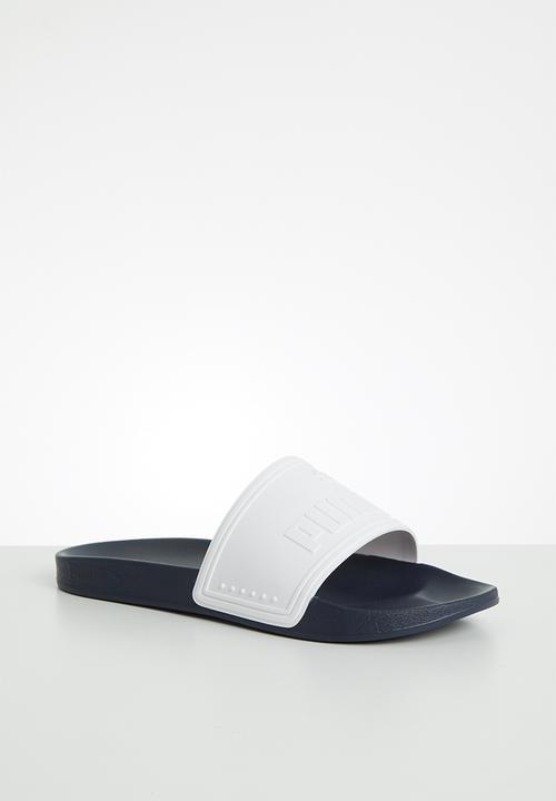 PUMA - Leadcat sports slide - white & navy 