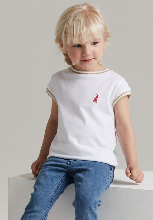 POLO - Girls kerry scalloped tee - white
