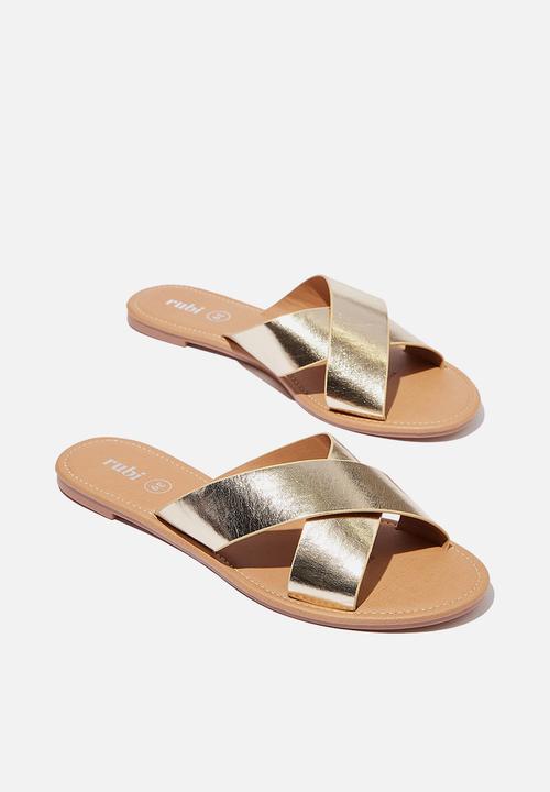 Cotton On - Everyday scarlett xover slide - metallic gold