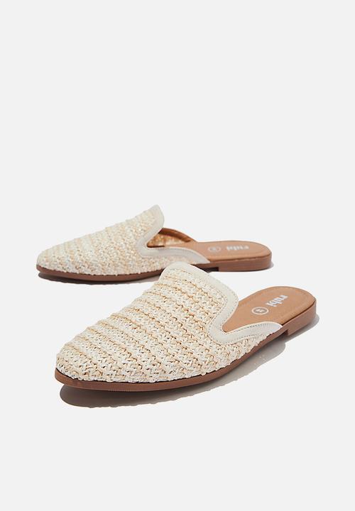 Cotton On - Shade raffia mule  - ecru/white raffia