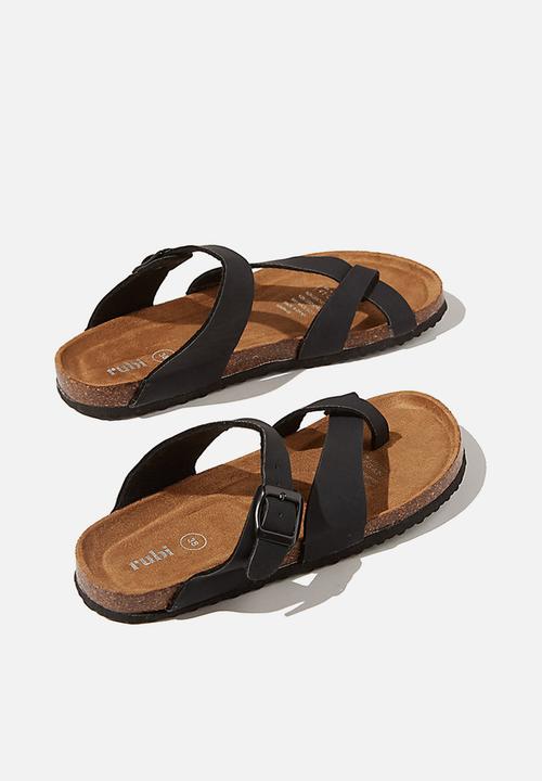 Cotton On - Rex soft toe loop slide - black