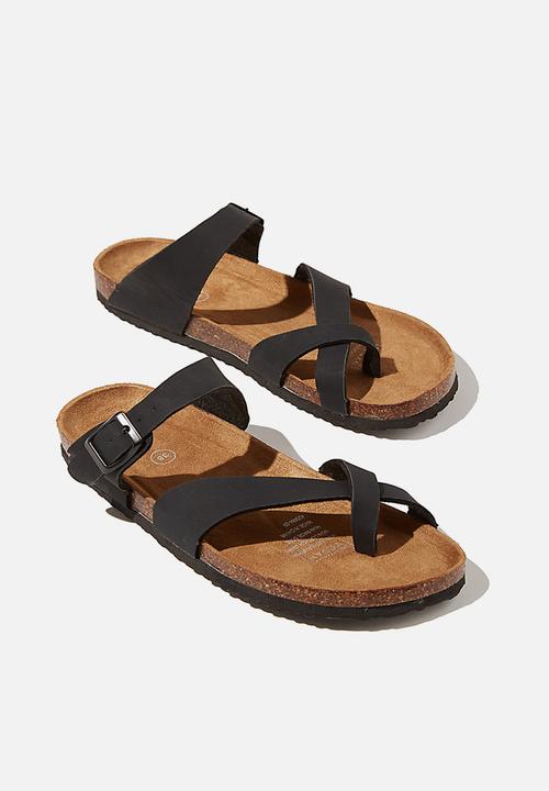 Cotton On - Rex soft toe loop slide - black