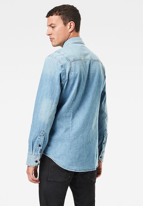 G-STAR - Bristum flap long sleeve slim shirt  - blue