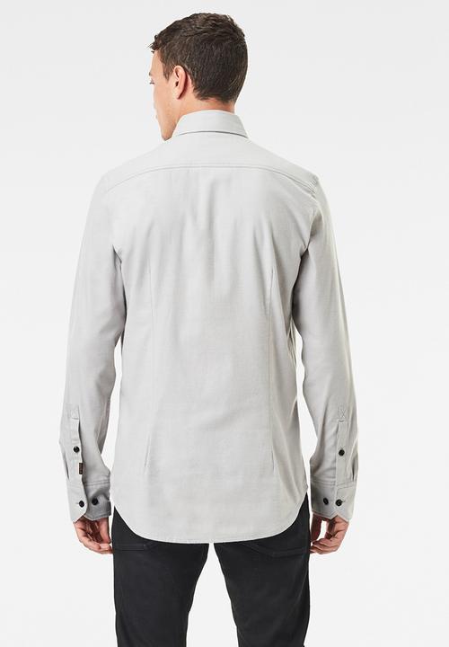 G-STAR - Panelled pkt slim long sleeve shirt - grey