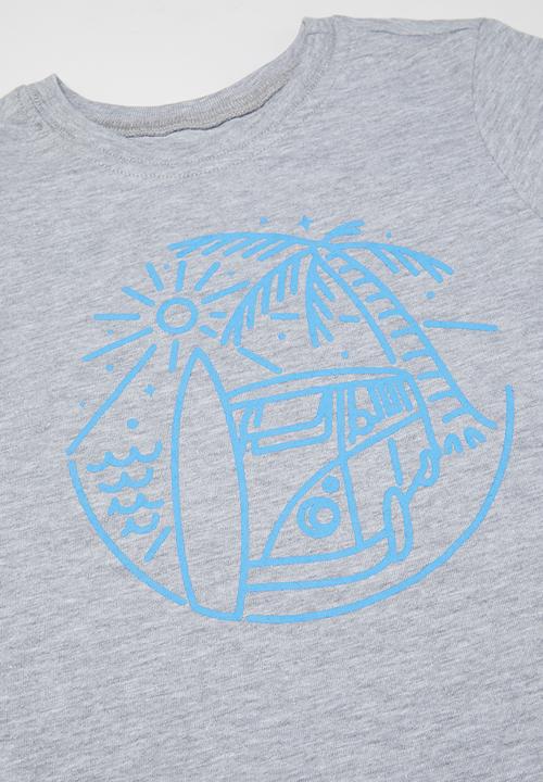 Pop Candy - Boys 2 pack printed tee - blue & grey 