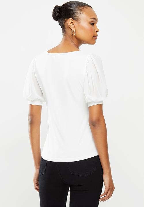 edit - Conscious chiffon inset sleeve tee - milk