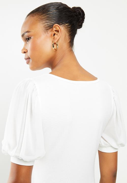 edit - Conscious chiffon inset sleeve tee - milk